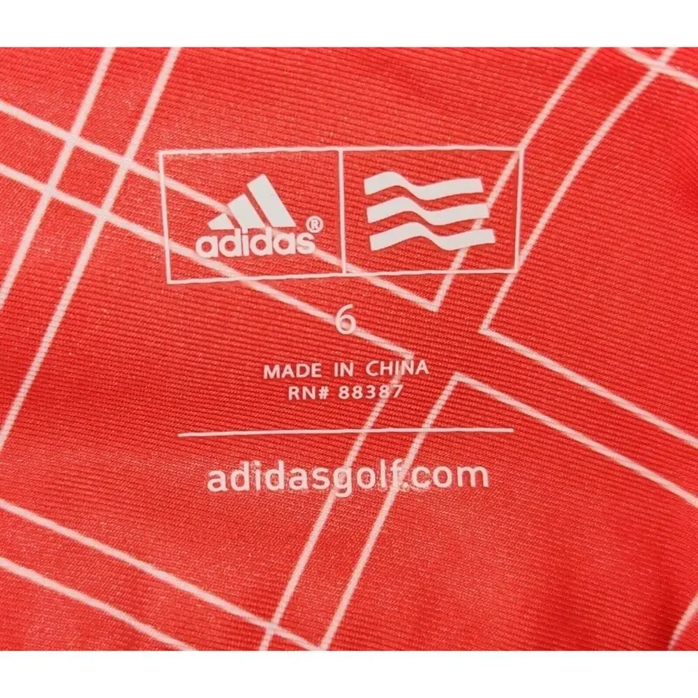 Adidas Golf Shorts Womens 6 Red Orange Geometry Mid Rise Light Weight Pockets